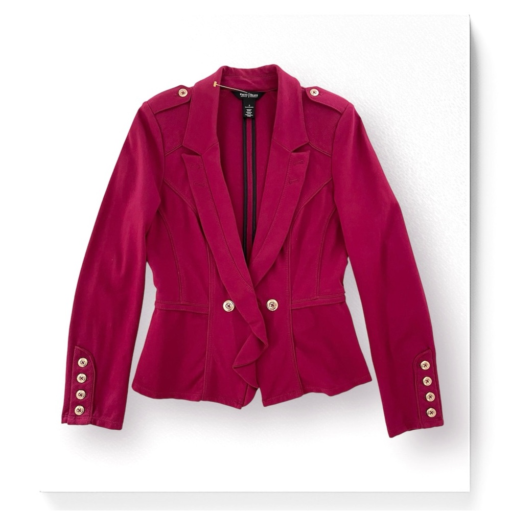 White House Black Market Blazer Long Sleeve Military Style Notch Collar Stretch